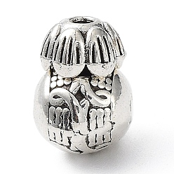 Antique Silver Tibetan Style Alloy 3 Hole Guru Beads, T-Drilled Beads, Gourd, Antique Silver, 10.5x7.5x8mm, Hole: 1.6mm and 1.2mm and 2mm