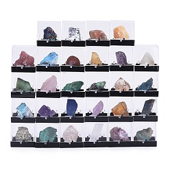 Mixed Stone Nuggets Natural Gemstone Rough Raw Stone Home Display Decorations, with Packing Box, 25~32x16~24x10~20mm, 28pcs/box