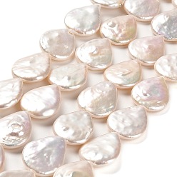 Snow Natural Baroque Pearl Keshi Pearl Beads Strands, Cultured Freshwater Pearl, Teardrop, Grade 7A+, Snow, 17~18x14~14.5x4~4.5mm, Hole: 0.8mm, about 21pcs/strand, 14.96''~15.16''(38~38.5cm)