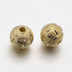 Doré  Perles en laiton rondes, or, 6mm, Trou: 1.2mm