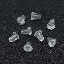 Прозрачный Экологически чистые пластиковые гайки для ушей, прозрачные, 5.5x4 мм, отверстие : 0.5 мм, около 9000 шт / упаковка