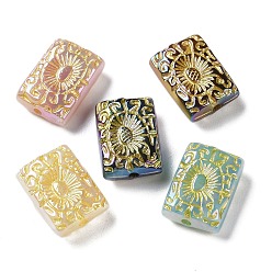 Mixed Color Golden Metal Enlaced Opaque Acrylic Beads, Rectangle, Mixed Color, 18x13x6.5mm, Hole: 2mm