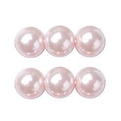 Rouge Lavande Brins de perles rondes en verre teinté écologique, Grade a, cordon en coton fileté, blush lavande, 12mm, Trou: 0.7~1.1mm, Environ 34 pcs/chapelet, 15 pouce