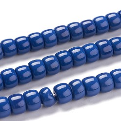 Bleu Nuit K 9 brins de perles de verre, imitation de perles de verre de jade, colonne, bleu minuit, 8~8.5x5.5~6mm, Trou: 1.4mm, Environ 67 pcs/chapelet, 15.83 pouce (40.2 cm)