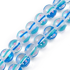 Bleu Dodger Brins de perles à chalumeau manuels, avec émail, ronde, Dodger bleu, 12~2.5mm, Trou: 1.2mm, Environ 30 pcs/chapelet, 13.58 pouce (34.5 cm)