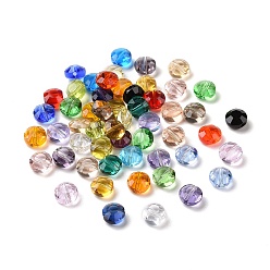 Couleur Mélangete Imitations de perles de cristal autrichien, grade de aaa, facette, plat rond, couleur mixte, 10x5mm, Trou: 0.9~1mm