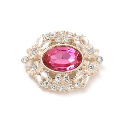 Cerise Acrylic Cabochons, with Golden Tone Alloy Rhinestone Finding, Oval, Cerise, 29.5x25x5mm