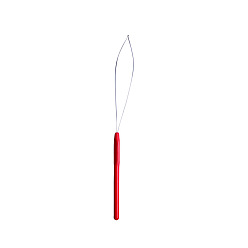 Красный Петля для наращивания волос с железным нитевдевателем, инструмент для вытягивания крючка с пластиковой ручкой, инструмент для устройства бисера, для наращивания волос или перьев, красные, 203x7 мм