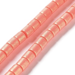 Salmon Spray Painted Handmade Polymer Clay Beads Strands, for DIY Jewelry Crafts Supplies, Column, Salmon, 6~6.5x6mm, Hole: 1.8mm, about 63~65pcs/strand, 15.43~15.87 inch(39.2~40.3cm)