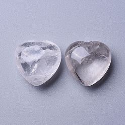Quartz Crystal Natural Quartz Crystal Heart Love Stone, Pocket Palm Stone for Reiki Balancing, 25x24~26x13~15mm