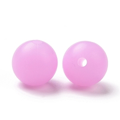 Violet Perles de silicone lumineuses, perles à mâcher pour les jouets de dentition, Diy soins infirmiers colliers faisant, ronde, violette, 12x11.5mm, Trou: 2mm