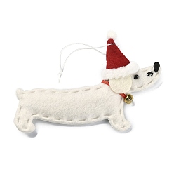 White Dachshund Non-woven Fabric Pendant Decorations, for Christmas Tree Hanging Ornaments, White, 175~185mm