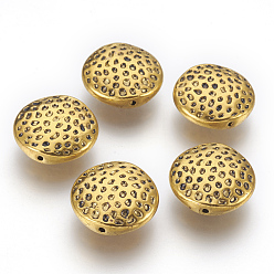 Antique Golden Tibetan Style Beads, Zinc Alloy Beads, Antique Golden Color, Lead Free & Cadmium Free, Flat Round, Size: about 17mm in diameter, 6mm thick, hole: 1mm