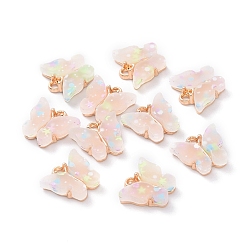Pale Green Acrylic Charms, with Sequin & Alloy Findings, Butterfly Charm, Pale Green, 12x14mm