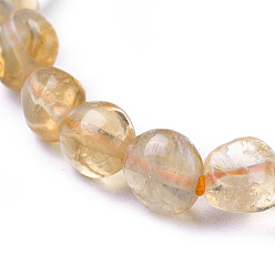 Citrine Bracelets extensibles naturels en perles de citrine, pierre tombée, nuggets, diamètre intérieur: 2~2-1/4 pouce (5.2~5.6 cm)