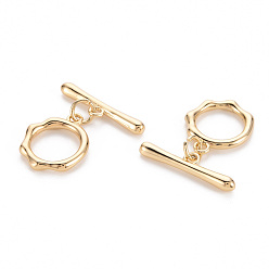 Real 18K Gold Plated Brass Toggle Clasps, for DIY Jewelry Making, Nickel Free, Ring, Real 18K Gold Plated, Ring: 16.5x13.5x2.5mm, Hole: 1.2mm, Bar: 20.5x5x2.5mm, Hole:1.2mm, Jump Ring: 5x0.8mm, 3.5mm inner diameter
