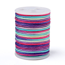 Разноцветный Сегментная окрашенная полиэфирная нить, плетеный шнур, красочный, 1.5 мм, около 5.46 ярдов (5 м) / рулон