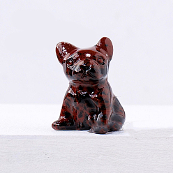 Mahogany Obsidian Natural Mahogany Obsidian Dog Figurine Display Decorations, Energy Stone Ornaments, 20x30mm