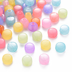 Couleur Mélangete Perles acryliques transparentes, teint, plat rond, couleur mixte, 8.5x5.5mm, Trou: 2.5mm, environ1774 pcs / 500 g