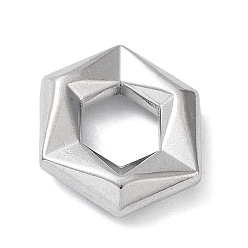 Stainless Steel Color 304 Stainless Steel Spacer Beads, Large Hole Beads, Hexagon, Stainless Steel Color, 17.5x21x4mm, Hole: 8.8mm