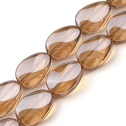 Sandy Brown Transparent Electroplate Glass Beads Strands, Pearl Luster Plated, Teardrop, Sandy Brown, 18.5x12.5x6mm, Hole: 1mm, about 40pcs/strand, 29.29 inch(74.4cm)