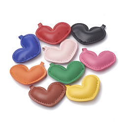 Mixed Color Imitation Leather Pendants, Heart, Mixed Color, 39~40x48.5~49x10.5~12mm, Hole: 4mm