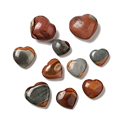 Autres Jaspes Jaspe naturel du désert/jaspe polychrome cœur pierre d'amour, pierre de palme de poche pour équilibrer le reiki, 23~37x28~41x8~21mm