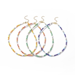 Mixed Color Glass Seed Beaded Necklaces for Women, Mixed Color, 15 inch(38.1cm)