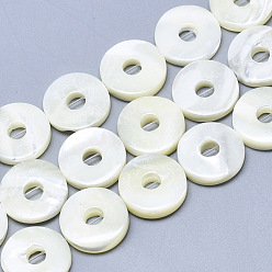 Coquille De Trochus Coquille de trochide naturelle / perles de coquille de troque, disque de donut / pi, 15x4mm, Trou: 0.8mm