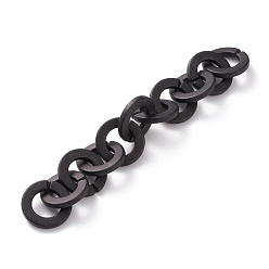 Black Handmade Opaque Spray Painted Acrylic Round Link Chains, for Purse Strap Bag Chain, Unwelded, Black, 31.5x4.5mm, 39.37 inch(1m)/strand