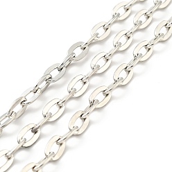 Platinum Iron Cable Chains, Unwelded, with Spool, Platinum, 9.5x5.5x1mm