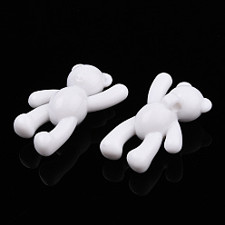 Creamy White Opaque Acrylic Pendants, Bear, Creamy White, 37x28x13mm, Hole: 2.5mm, about 133pcs/500g