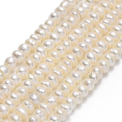 Lino Hilos de perlas de agua dulce cultivadas naturales, rondo, lino, 4~5x4x3 mm, agujero: 0.5 mm, sobre 129~133 unidades / cadena, 14.80'' (37.6 cm)