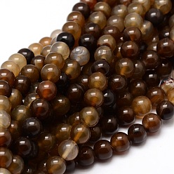 Camel Dyed Natural Agate Round Beads Strands, Camel, 8mm, Hole: 1mm, about 48pcs/strand, 14.9 inch