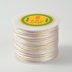 White Gold Line Round String Polyester Cords, White, 2mm, about 109.36 yards(100m)/roll