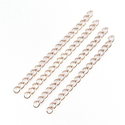 Rose Gold Ion Plating(IP) 304 Stainless Steel Curb Chains Extender, Rose Gold, 25mm, Link: 3x1.6x0.4mm