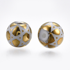 Gold Electroplate Glass Beads, Round, Gold, 8mm, Hole: 1mm, 300pcs/bag