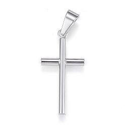 Stainless Steel Color 304 Stainless Steel Pendants, Cross, Stainless Steel Color, 34x17x3mm, Hole: 9x4mm