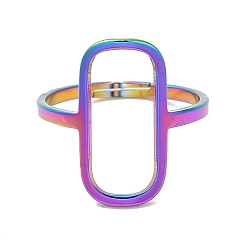 Rainbow Color Ионное покрытие (IP) 304 полое прямоугольное регулируемое кольцо из нержавеющей стали для женщин, Радуга цветов, размер США 6 1/4 (16.7 мм)