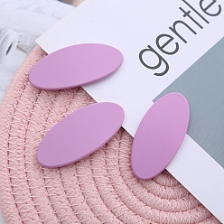 Plum Frosted Plastic Snap Hair Clips, with Metal Clip, for Women and Girls, Oval, Plum, 56x26mm