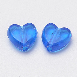 Azul Royal Abalorios de acrílico transparentes, corazón, azul real, 8.5x8.5x4 mm, Agujero: 1 mm, sobre 2840 unidades / 500 g