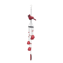 Red Resin Bird Wind Chimes, Pendant Decorations, with Metal Bell Charms, Red, 830mm