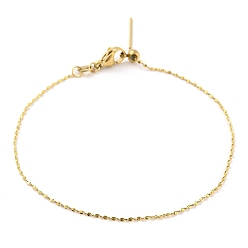 Oro 304 pulseras de cadenas ajustables con cuentas de acero inoxidable para mujer, dorado, 21.7x0.1 cm