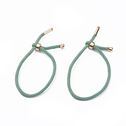 Vert mer Foncé Fabrication de bracelet en corde de coton torsadée, avec les accessoires en acier inoxydable, or, vert de mer foncé, 9 pouces ~ 9-7/8 pouces (23~25 cm), 3mm