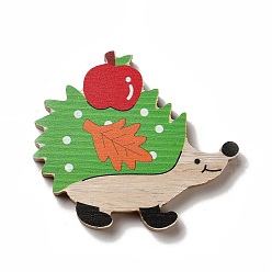 Hedgehog Осенние односторонние деревянные кабошоны с принтом, еж, 99x110x12 мм