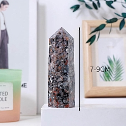 Syenite Point Tower Natural Fluorescent Syenite Rock Home Display Decoration, Healing Stone Wands, for Reiki Chakra Meditation Therapy Decors, Hexagon Prism, 80~90mm