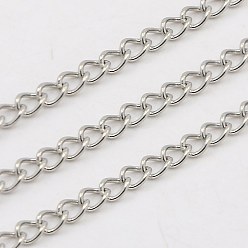 Stainless Steel Color 304 Stainless Steel Twisted Chains Curb Chains, Soldered, Stainless Steel Color, 2.5x1mm