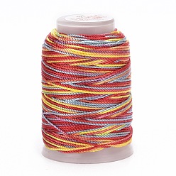 Cramoisi 5 rouleaux 15 cordons en polyester teints par segments, cordon de milan, ronde, cramoisi, 0.7mm, environ 54.68 yards (50m)/rouleau