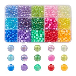 Mixed Color 870Pcs 15 Colors  Acrylic Beads, Round, Mixed Color, 6x5~6mm, Hole: 1.5~1.8mm, 58pcs/color