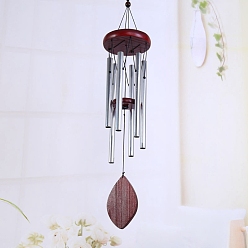 Silver Aluminum Tube Wind Chimes, Pendant Decorations, Horse Eye, Silver, 650mm
